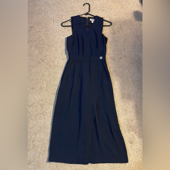 Chelsea28 Sleeveless Faux Wrap Wide Leg Navy Blue Cropped Jumpsuit Size XXS NWT - Picture 3 of 8